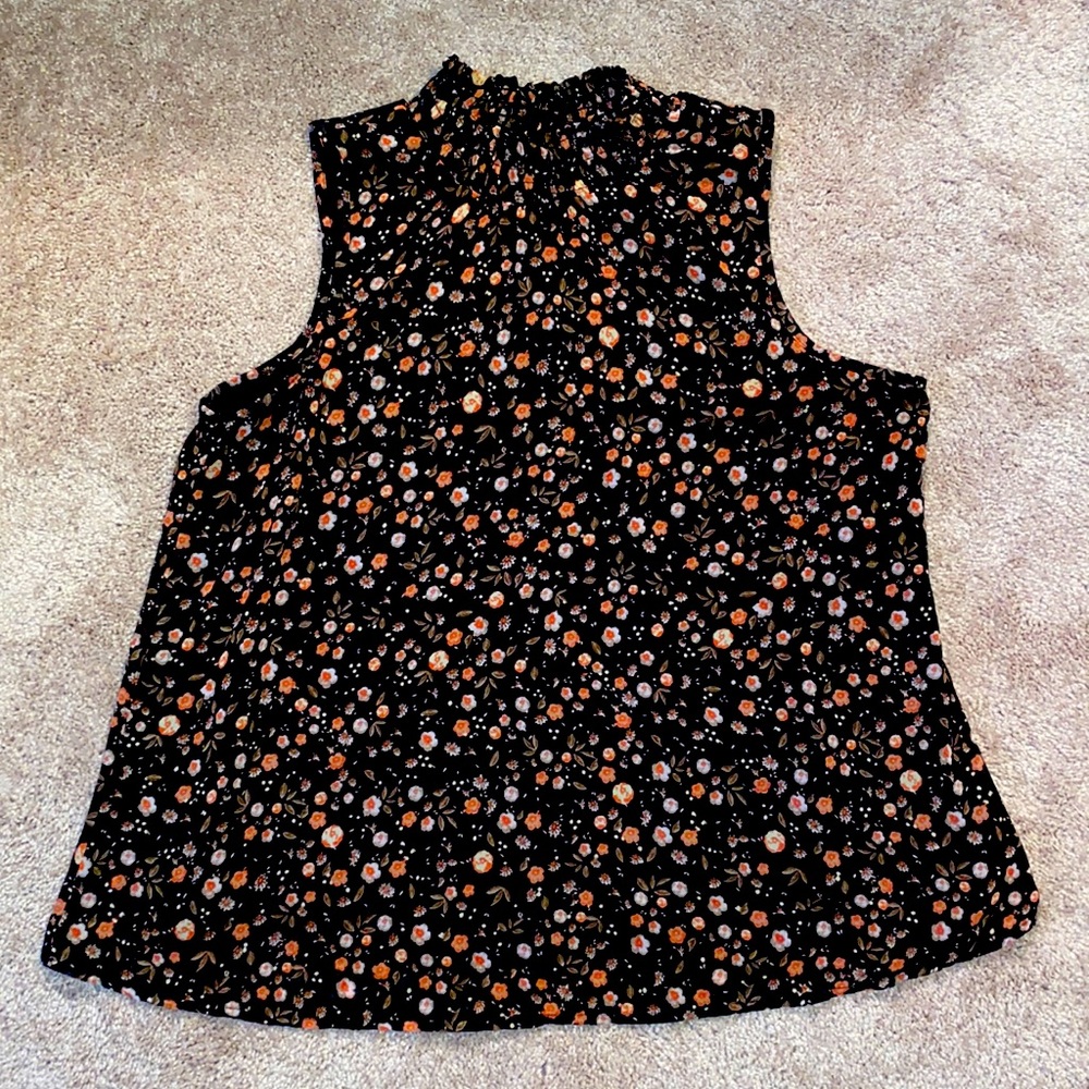 Midnight sky mock neck sleeveless blouse XL